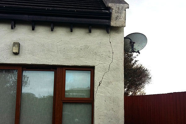 Structural wall damage external view